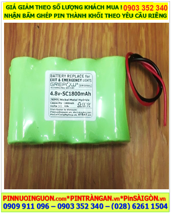Pin đèn Exit thoát hiểm 4.8v-SC1800mAh, Pin đèn sự cố khẩn cấp 4.8v-SC1800mAh, Pin sạc NiMh 4.8v-SC1800mAh